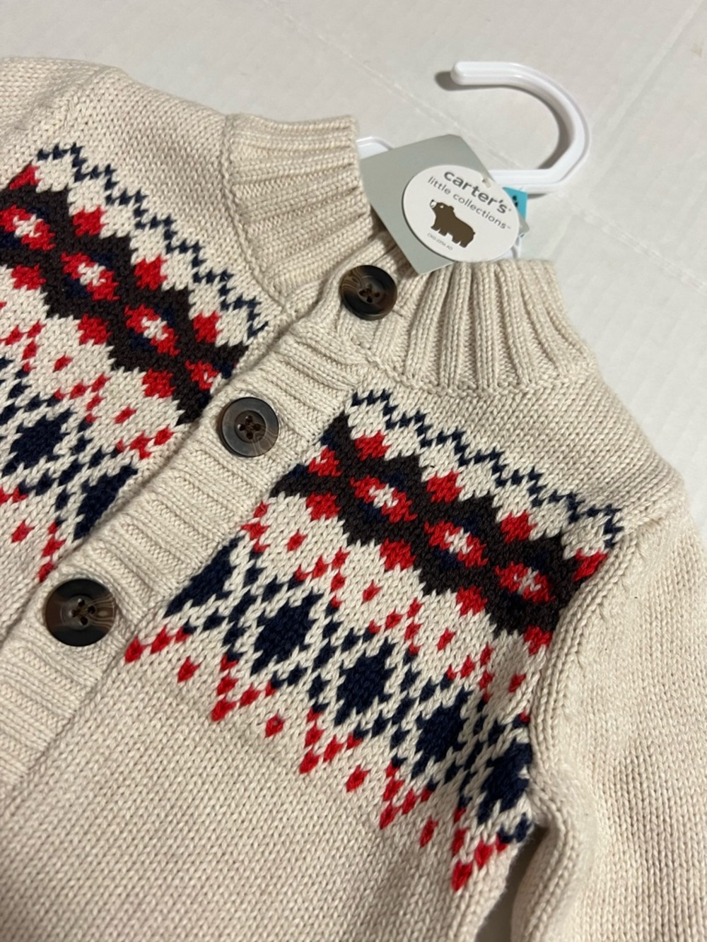 🆕CARTER’S - 6M - NWT - 2PCS - INFANT BOYS CARDIGAN SWEATER & HAT LOT - Picture 3 of 10